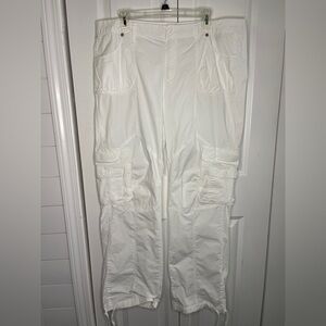 Fubu White Cargo Pants Size 18 Parachute Pants Baggy 90s Vintage Women’s Cargo